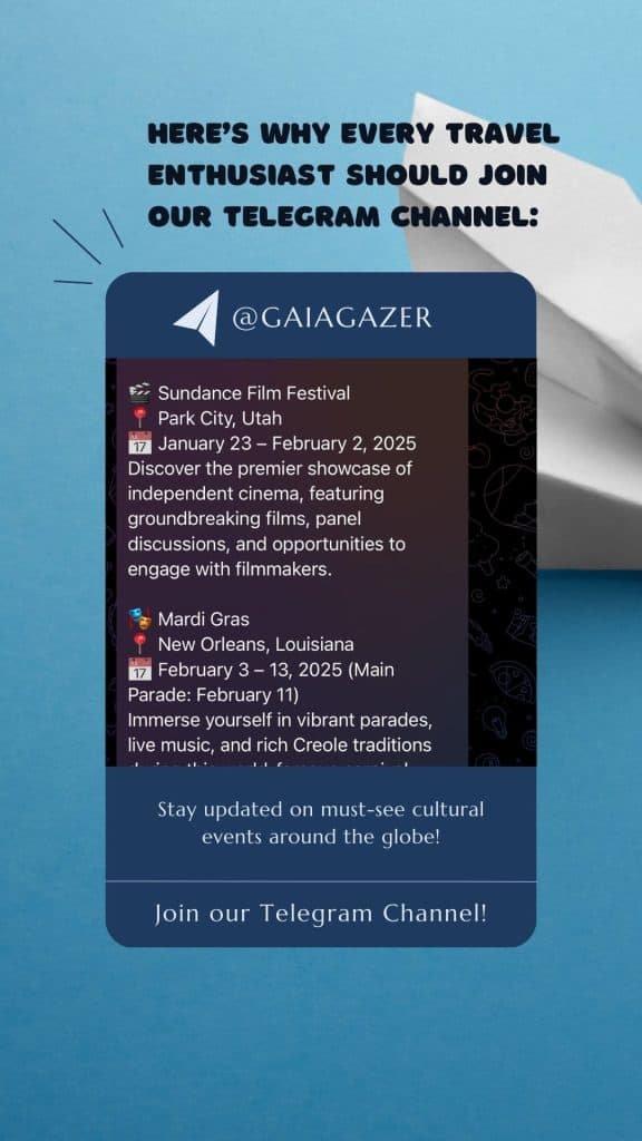 Telegram channel sharing upcoming travel cultural events