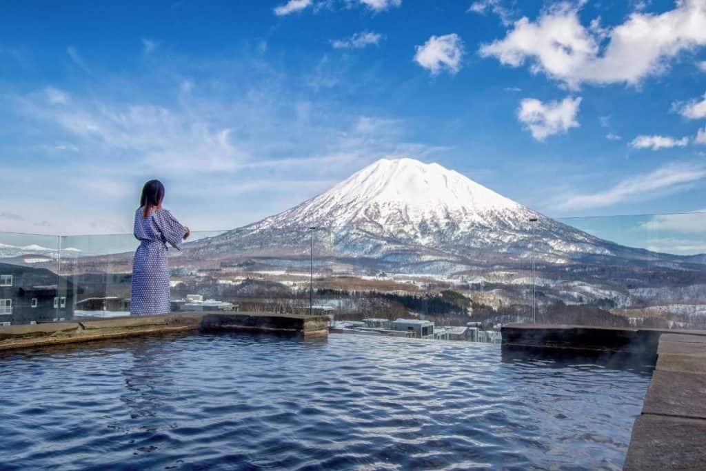 Penthouse Suite terrace at The Vale Niseko with private onsen and Mount Fuji views