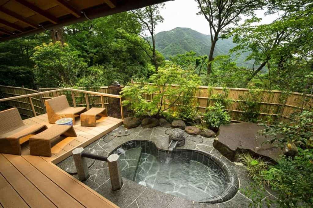 Balcony view from Gora Kadan Ryokan’s Annex SENSHIN Japanese Style House in Hakone