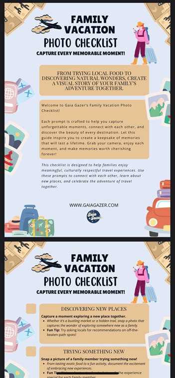 Phone Screenshot of Family Vacation Photo Checklist