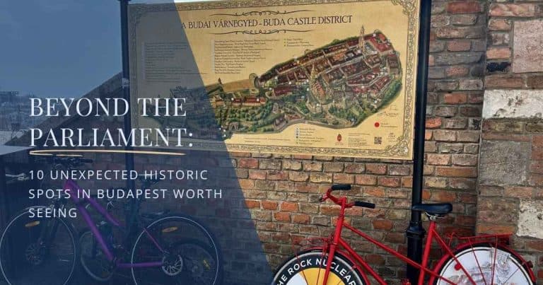 Map of Buda Castle District with parked bicycles in Budapest’s historic hilltop area