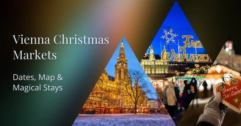 Vienna Christmas Market at Rathausplatz with festive lights, stalls, and holiday tree