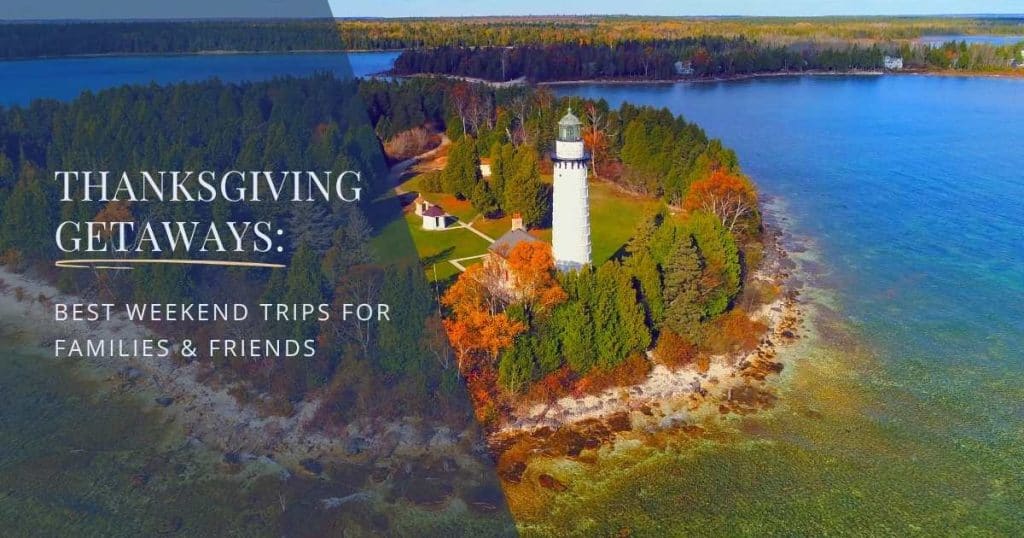 Aerial view of Cana Island Lighthouse in Door County Wisconsin