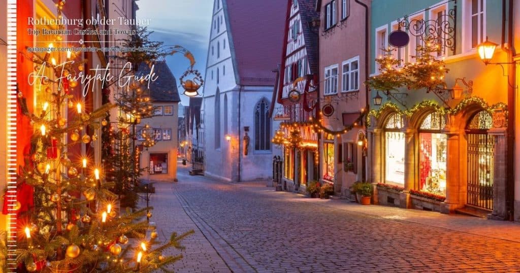Cobblestone street in Rothenburg ob der Tauber, a well-preserved medieval town in Bavaria
